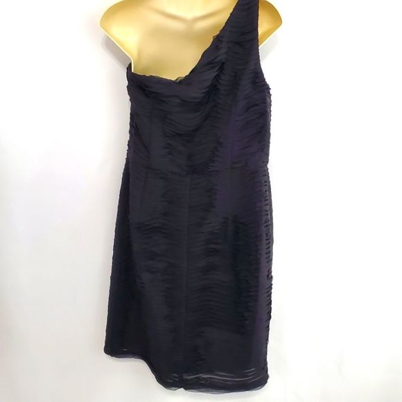 Ann Taylor Black One Shoulder Cocktail/Party Ruffle Tiered Dress (D340) Size10 - Picture 6 of 6